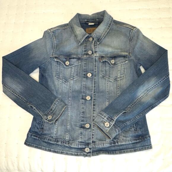 Levi's Jean Jacket Women's L Blue - Picture 5 of 14